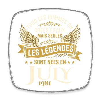 Légende Née En Juillet 1981 Anniversaire - Magnet carré - blanc - Devant
