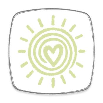 Sun Heart Hand Drawing - Square fridge magnet - white - Front