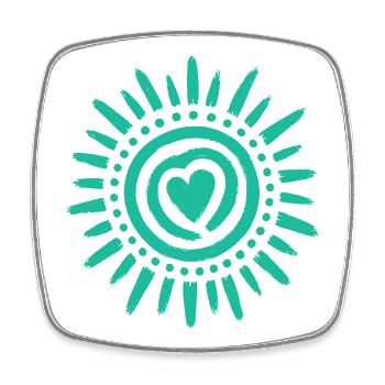 Sun Heart Circle - Square fridge magnet - white - Front