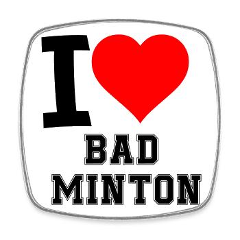 J’adore le badminton - Magnet carré - blanc - Devant