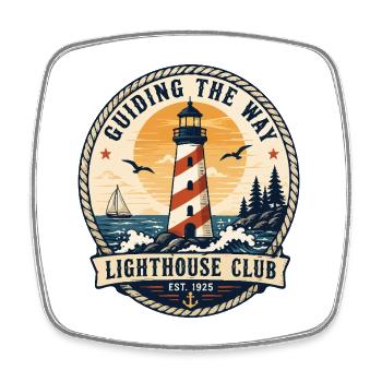 Guiding The Way Lighthouse Club Vintage Design - Square fridge magnet - white - Front