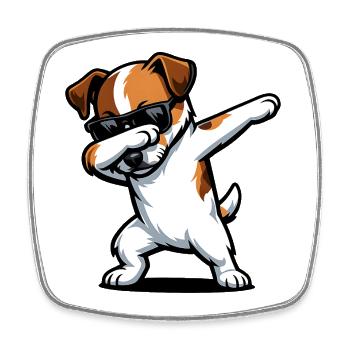 Dabbing Parson Russell Terrier - Square fridge magnet - white - Front