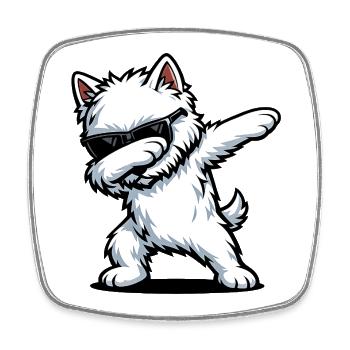 Dapping du West Highland White Terrier - Magnet carré - blanc - Devant