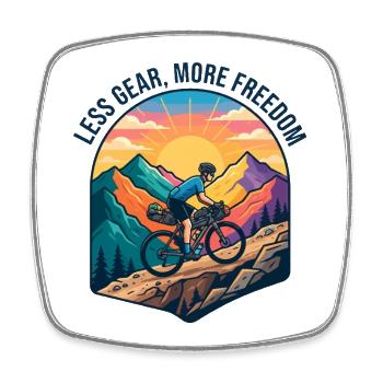 Bikepacking Mountain Ridge Cycling - Square fridge magnet - white - Front