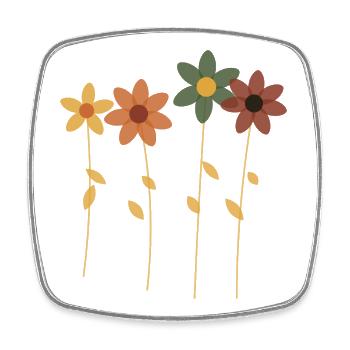 Retro Flowers in Row - Square fridge magnet - white - Front
