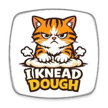 I Knead Dough Funny Cat Shirt - Square fridge magnet - white - Front