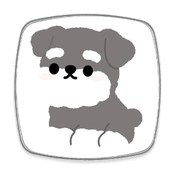 Grey Fluffy Schnauzer Pup Charm - Square fridge magnet - white - Front
