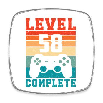 58e anniversaire Niveau 58 Joueur complet 58 ans - Magnet carré - blanc - Devant