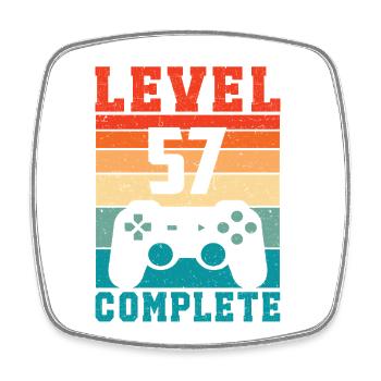 57th Birthday Level 57 Complete 57 Years Gamer - Square fridge magnet - white - Front