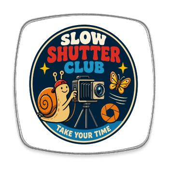 Slow Shutter Club for Photography Fans - Square fridge magnet - white - Front