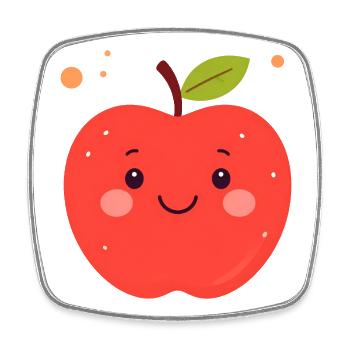 Funny Red Kawaii Apple – Cute Fruit - Square fridge magnet - white - Front