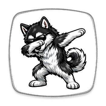 Dabbing Alaskan Malamute - Square fridge magnet - white - Front