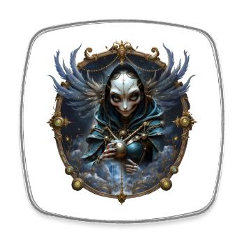 Blue Mystic with Ornate Wings - Square fridge magnet - white - Front