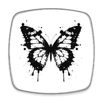 Black Butterfly Splashes - Square fridge magnet - white - Front