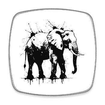 Elephant Ink Splattered Black - Square fridge magnet - white - Front