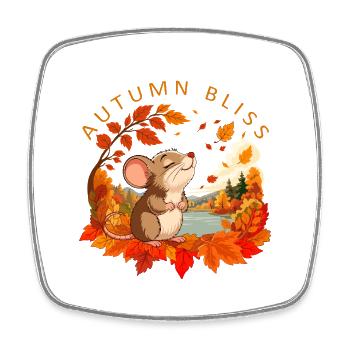 Souris d’automne en or - Magnet carré - blanc - Devant