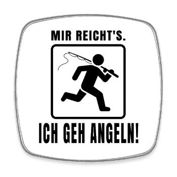 Angeln Spruch – Mir reicht's, ich geh angeln - Viereckiger Kühlschrankmagnet - Weiß - Vorne