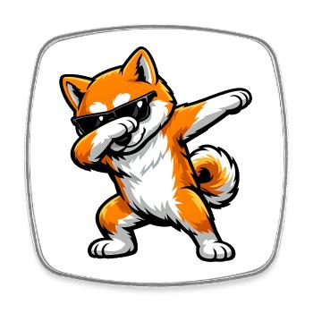 Tabbing de l’Akita Inu dans le style comique - Magnet carré - blanc - Devant