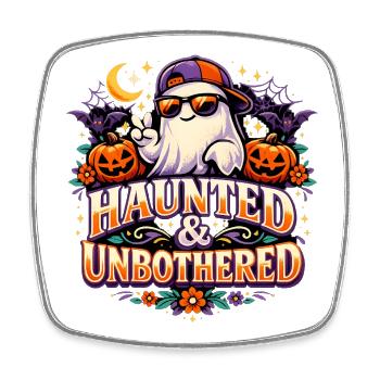 Haunted & Unbothered Cool Ghost Geist Halloween - Square fridge magnet - white - Front