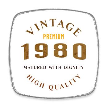 Matured With Dignity 1980 Retro Look Design - Square fridge magnet - white - Front