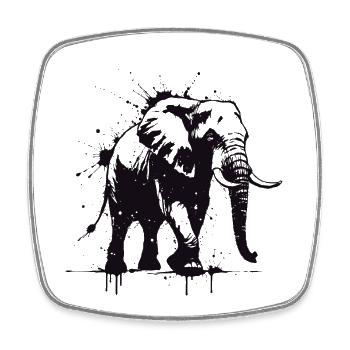 Éléphant Street Art Noir - Magnet carré - blanc - Devant