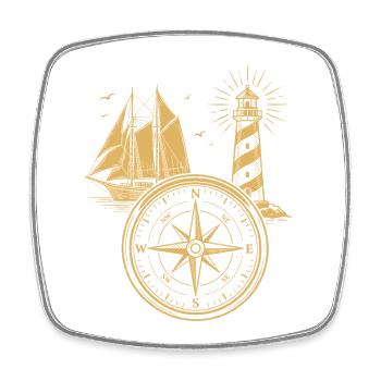 Maritime Compass Sailing Ship North Lighthouse - Square fridge magnet - white - Front