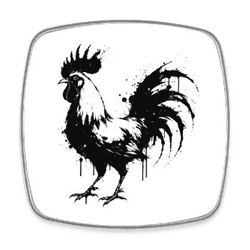Coq silhouette encre éclaboussée - Magnet carré - blanc - Devant