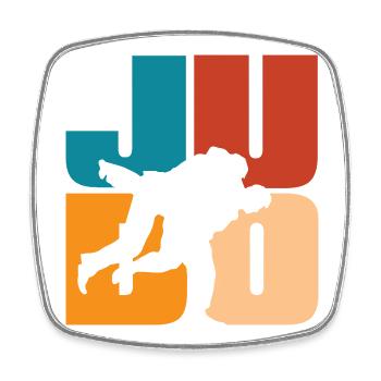 Judo Silhouette Retro Vintage Martial Arts - Magnet carré - blanc - Devant
