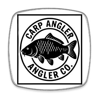 Logo du blason du pêcheur de carpe - Magnet carré - blanc - Devant
