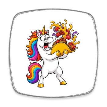 Funny Unicorn Taco Catastrophe - Square fridge magnet - white - Front