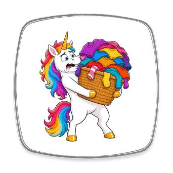 Funny Unicorn Laundry Avalanche - Square fridge magnet - white - Front