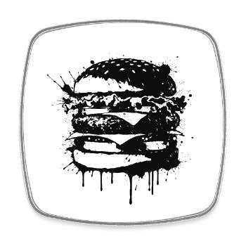 Burger Street Art Noir - Magnet carré - blanc - Devant