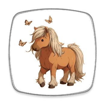 Cheval aux papillons - Magnet carré - blanc - Devant