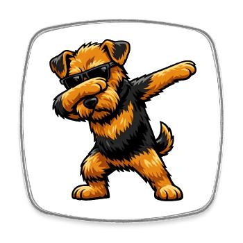 Dab du terrier Airedale - Magnet carré - blanc - Devant
