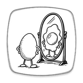 Pun with egg - Square fridge magnet - white - Front