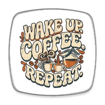 Café rétro vintage - Magnet carré - blanc - Devant