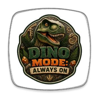 Mode Dino : Toujours activé - Magnet carré - blanc - Devant