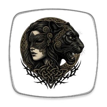 Lady Figurehead and Animal in Celtic Knot - Square fridge magnet - white - Front