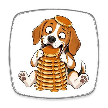 Dessin animé drôle de Rapetou avec des pancakes - Magnet carré - blanc - Devant