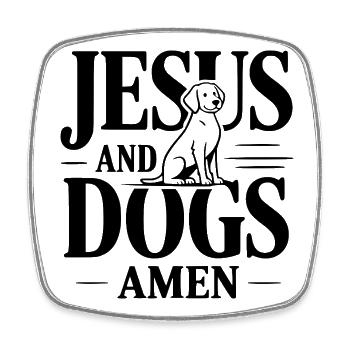 Jésus et les chiens amen - Magnet carré - blanc - Devant