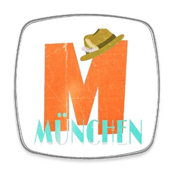 Retro Design M München - Viereckiger Kühlschrankmagnet - Weiß - Vorne