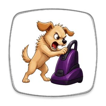 Affrontement entre aspirateur de chien en colère - Magnet carré - blanc - Devant