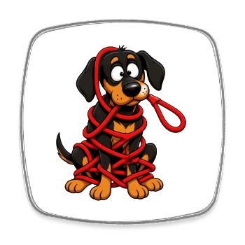 Hopelessly Tangled Dog Leash Disaster - Square fridge magnet - white - Front