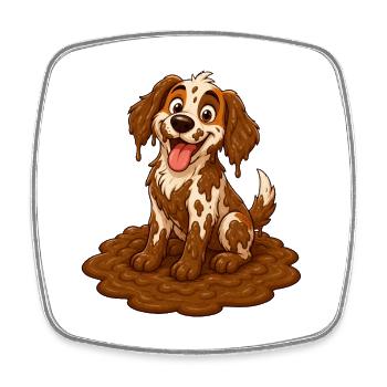 Happy Muddy Dog Puddle Champion - Square fridge magnet - white - Front
