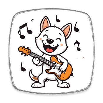 Chat comique drôle jouant de la guitare – Musique rocker - Magnet carré - blanc - Devant