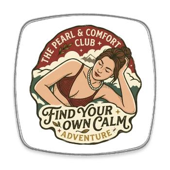 Retro Girl Club of Peace and Adventure - Square fridge magnet - white - Front