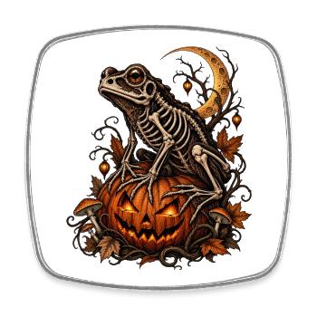 Crapaud sur citrouille - Magnet carré - blanc - Devant