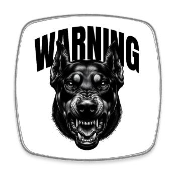 Avertissement pour chiens - Magnet carré - blanc - Devant