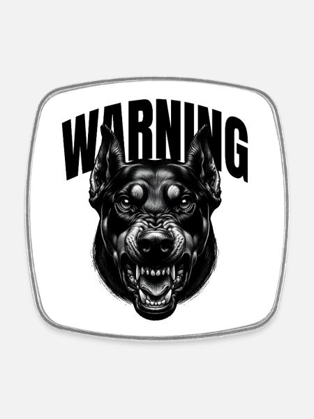 Hund Warning - Viereckiger Kühlschrankmagnet - Weiß