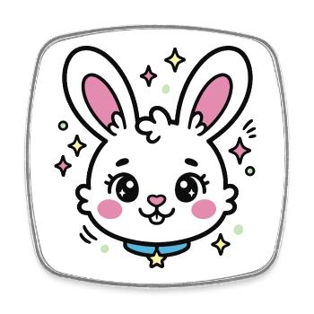 Pastel Star Luminous Bunny - Square fridge magnet - white - Front